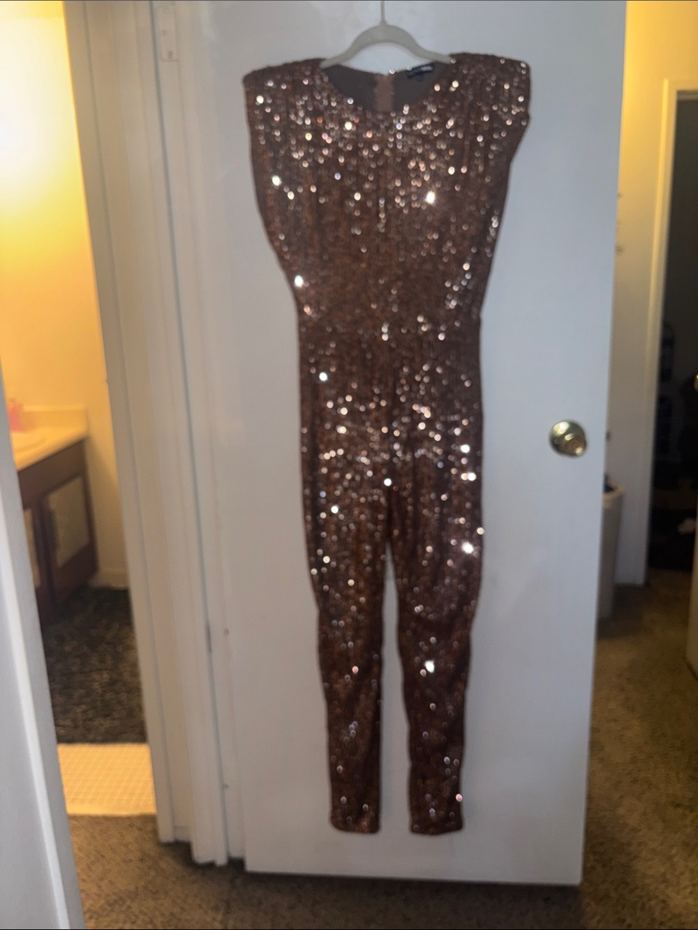 Fashion Nova Gold Sequin Jumpsuit